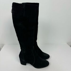 Steve Madden Haydun Leather Suede Black Tall Heeled Boots Minimalist Gothic goth